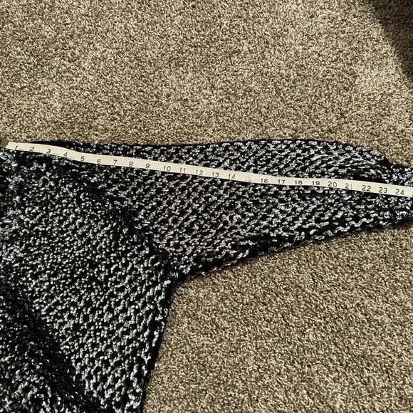 Vintage three FLAGGS SILVER BLACK SEQUIN KNIT MESH B NECK SLOUCH TOP - Picture 10 of 13